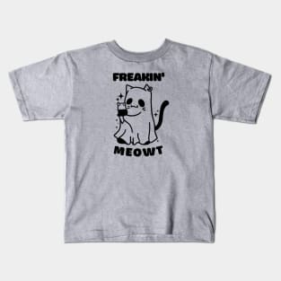 Funny and Cute Halloween Ghost Freakin' Meowt Kids T-Shirt